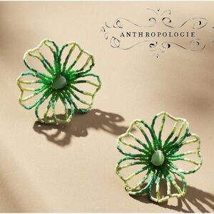 Anthropologie Green Floral Earrings NWT